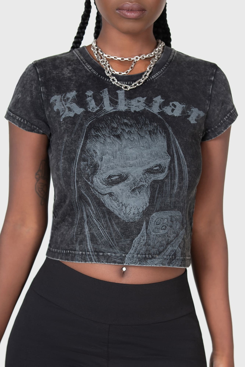 γυναικείο T-shirt KILLSTAR - Digi Death Shrunken - Μαύρο XS