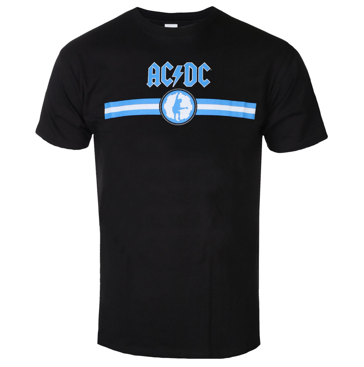 Ανδρικό μπλουζάκι AC/DC - Blue Logo & Stripe - MAYΡΟ - ROCK OFF L